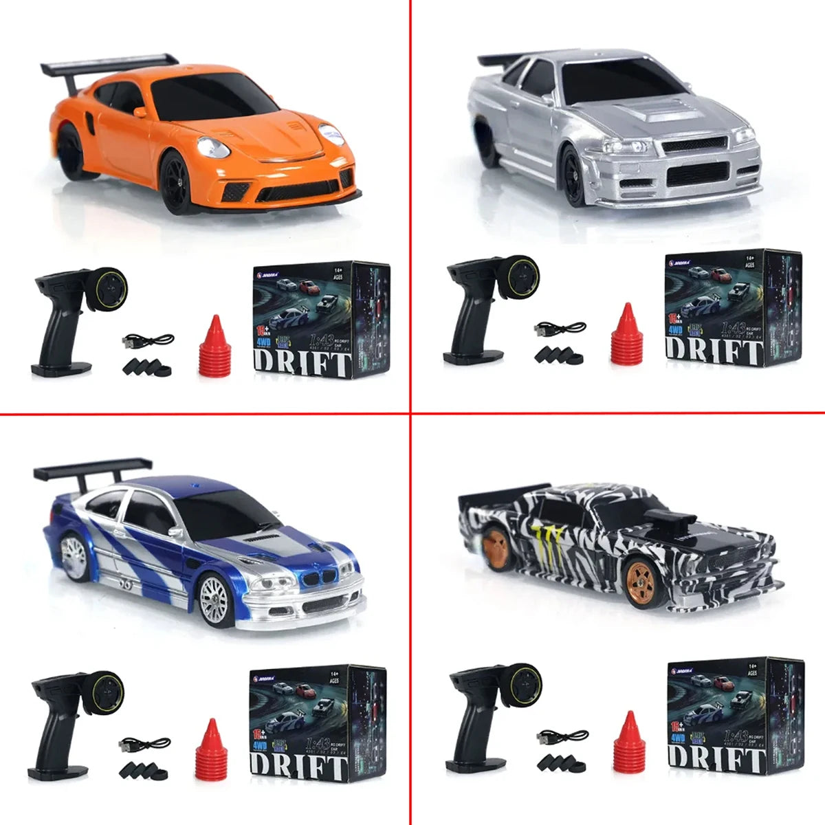 2.4G RC Drift Car 1/43 4WD Remote Control Car High Speed Four Wheel Drive Radio Controlled Mini Racing Car Model Boy Toy Gift 