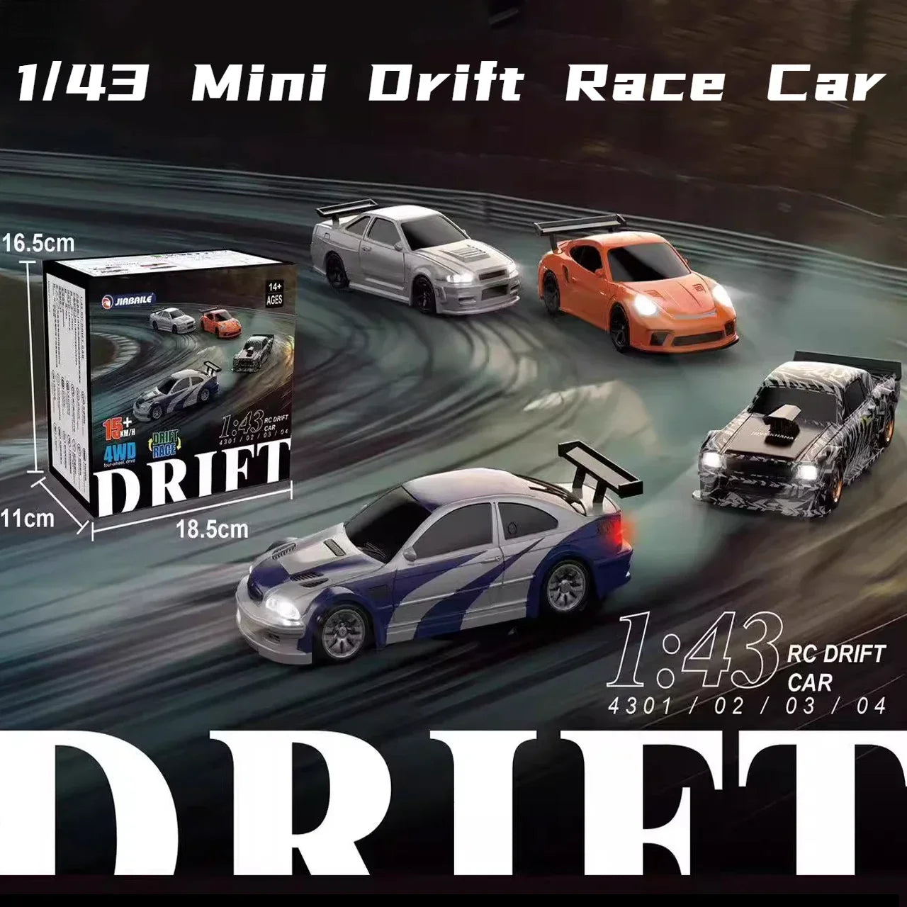 2.4G RC Drift Car 1/43 4WD Remote Control Car High Speed Four Wheel Drive Radio Controlled Mini Racing Car Model Boy Toy Gift 